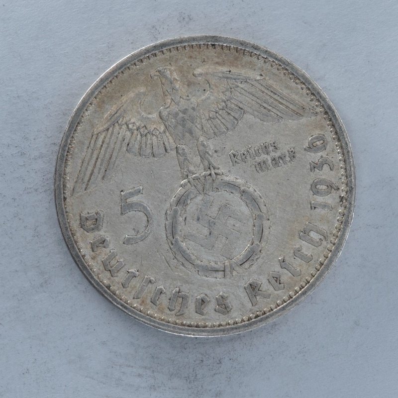 1930 Germany 5 Reichsmark Hindenburg silver coin Third Reich vintage