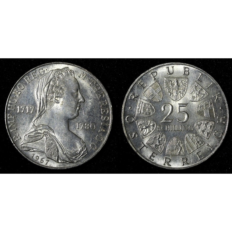 Austria Maria Theresia Silver 1967 25 Schilling UNC KM# 2901 (28 605)