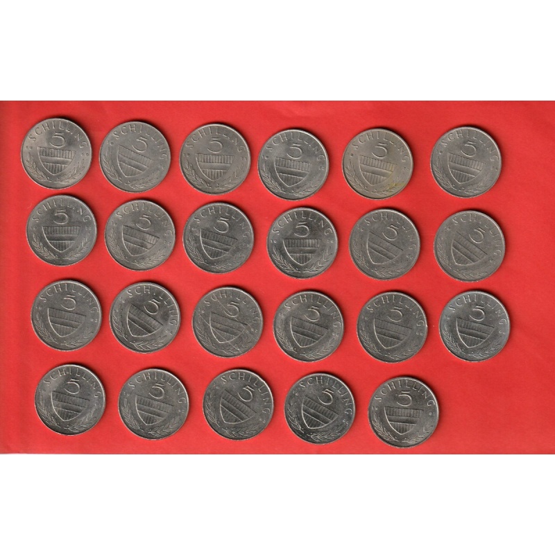 Austria 5 Schilling  coins (23 ) all diff 1969-1997 VF (A6-0122) COMBINE ORDERS