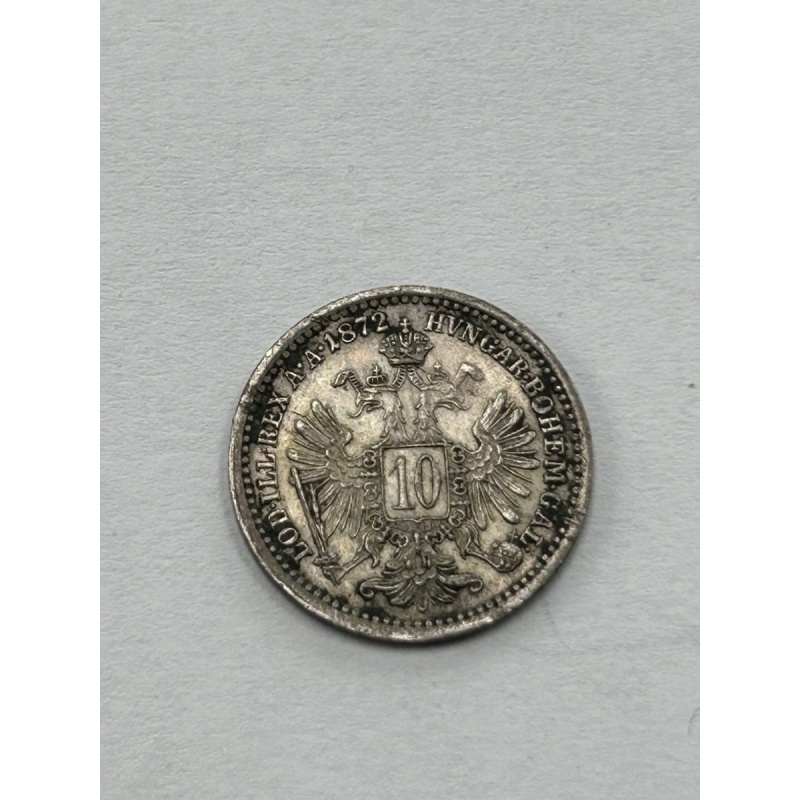 10 KREUZER AUSTRIA SILVER COIN g.1.6 Ø 18 mm. OLD SILVER COIN