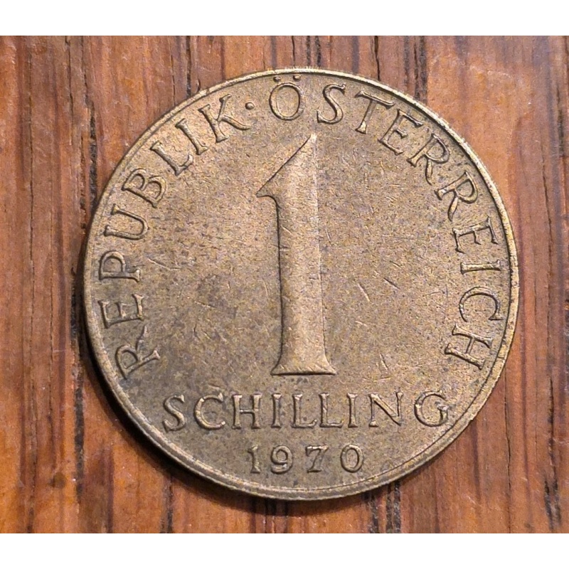 1970 Austria 1 Schilling, Denomination, 3 Edelweiss Flowers Aluminum-Bronze