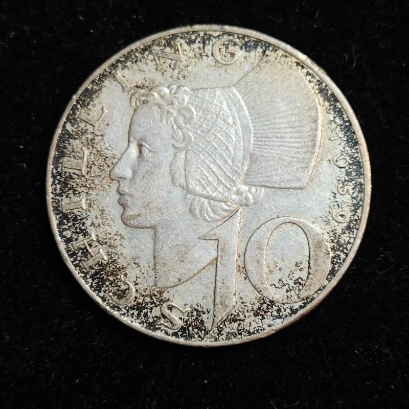 1959 AUSTRIA 10 Shilling Silver Coin 64% Silver