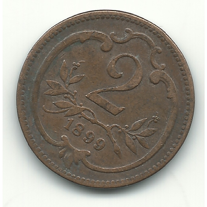 A VERY NICE HIGHER GRADE 1899 AUSTRIA 2 HELLER COIN-APR235