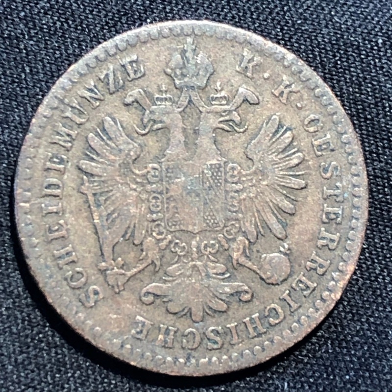 1859-A Austria 1 Kreuzer Copper Coin - VF (Very Fine)