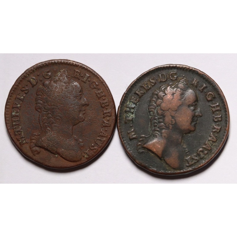 1762 K & 1763 S  Austria 1 Kreuzer Copper Coins (2)  Maria Theresa