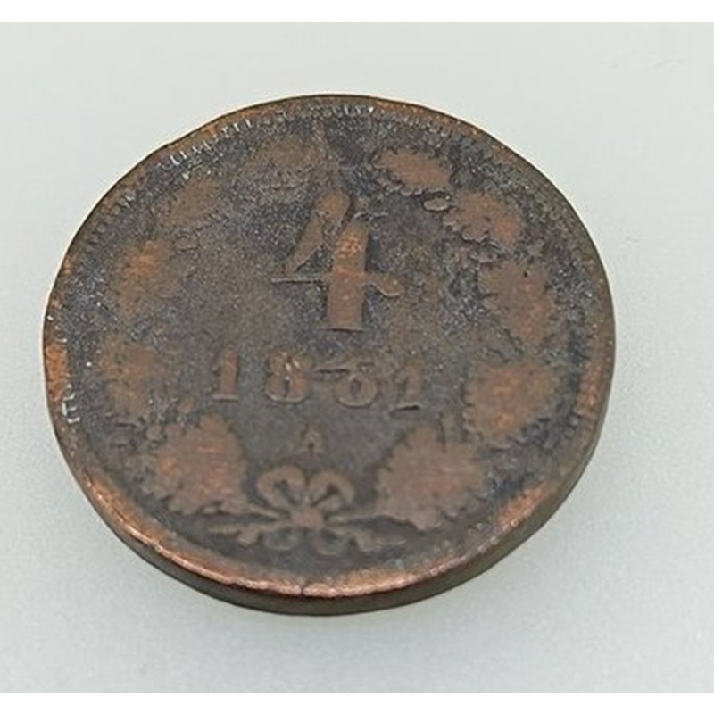 AUSTRIA 4 KREUZER YEAR 1861 MINTED VIENNA AUSTRIAN EMPIRE