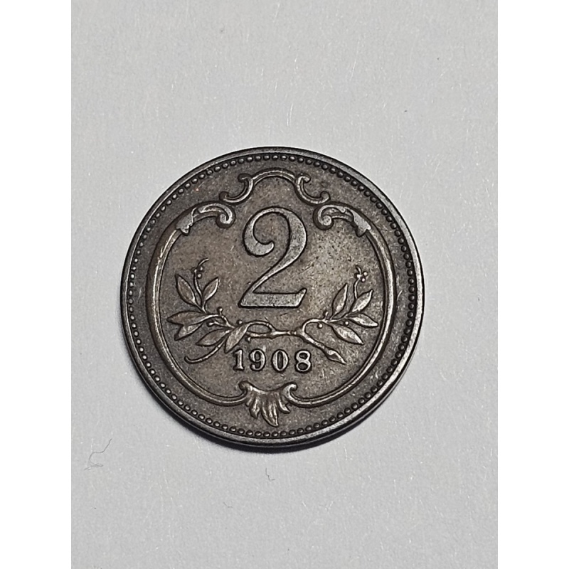1908 Austria 2 Heller - Franz Joseph - Fine condition or Better