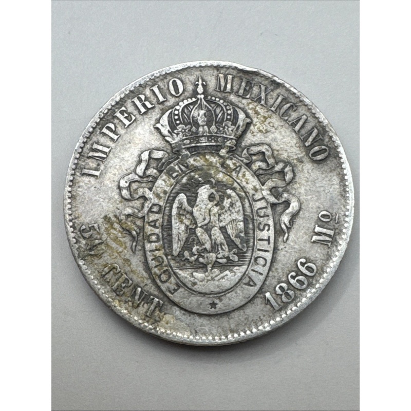 MEXICO (Empire of Maximilian) 50 Centavos 1866 Mo - Silver 0.903