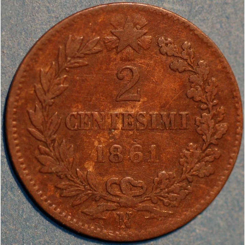 Italy 2 Centesimi 1861 N Vittorio Emanuele II KM# 2.2