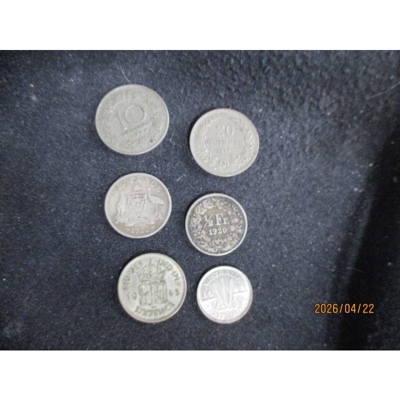 1925 Austria 1  and 1/2 Silver Shilling & 10 Groschen-others 6 coins