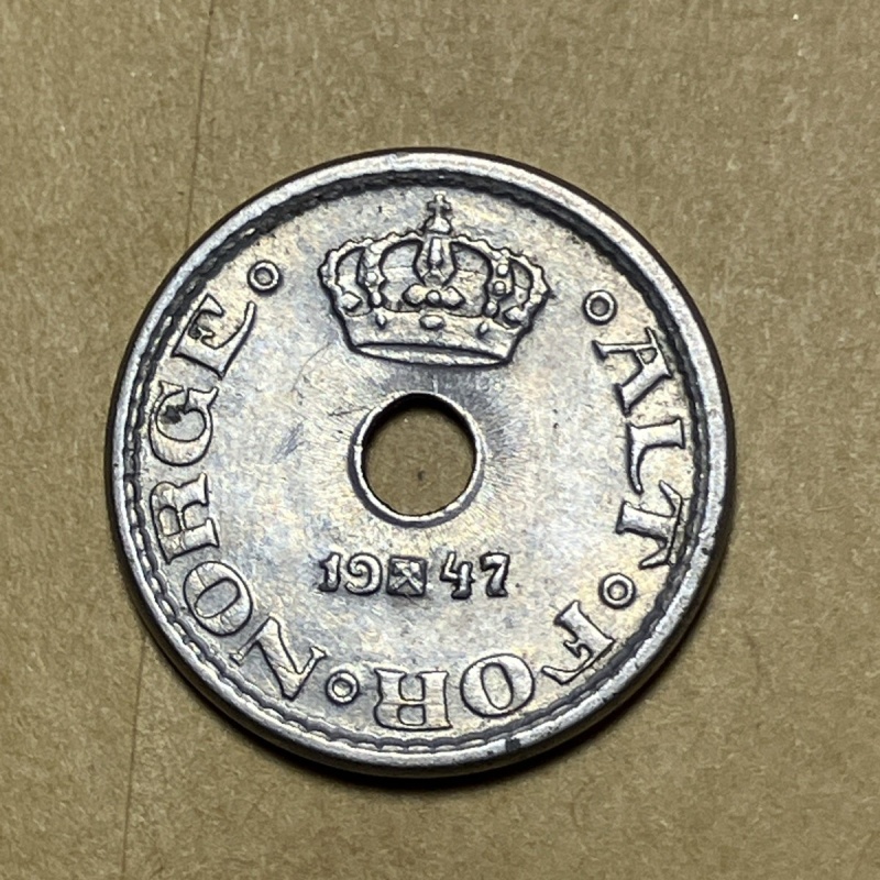 1947 Norway 10 Ore / XF / Extra Fine Vintage World Coin / AC141