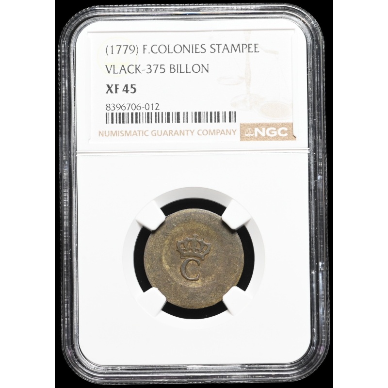 FRANCE, Colonies. Billon Stampee (1779), Vlack 375, NGC XF45