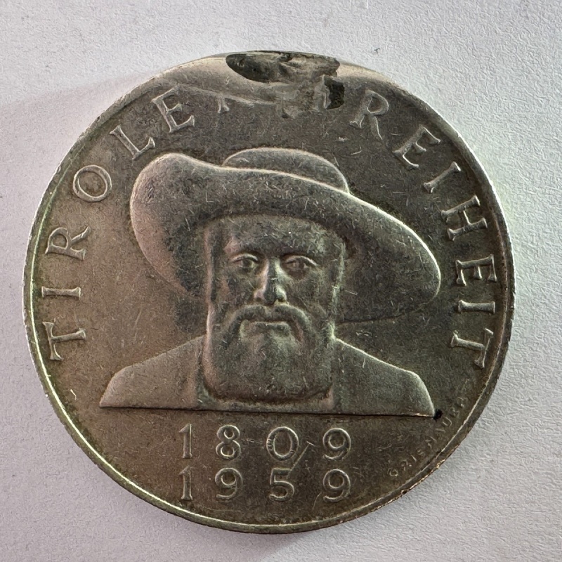 1959 Austria 50 Schilling Tiroler Freiheit Andreas Hofer silver coin vintage