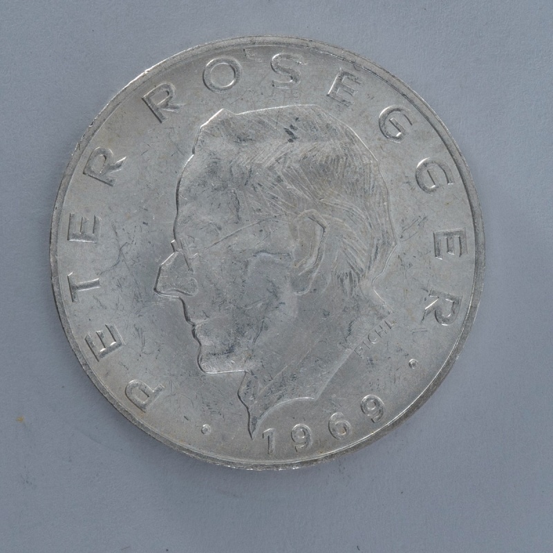 1969 Austria 25 Schilling Peter Rosegger silver coin European