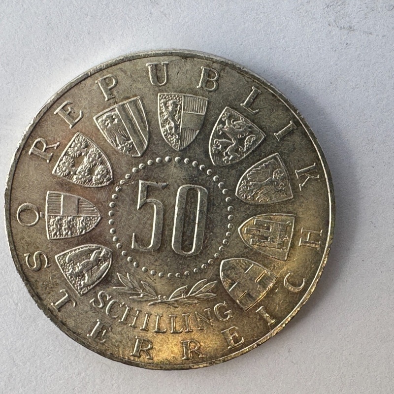 1963 Austria 50 Schilling Silver Coin – 600 Years Tyrol to Austria Commemorative