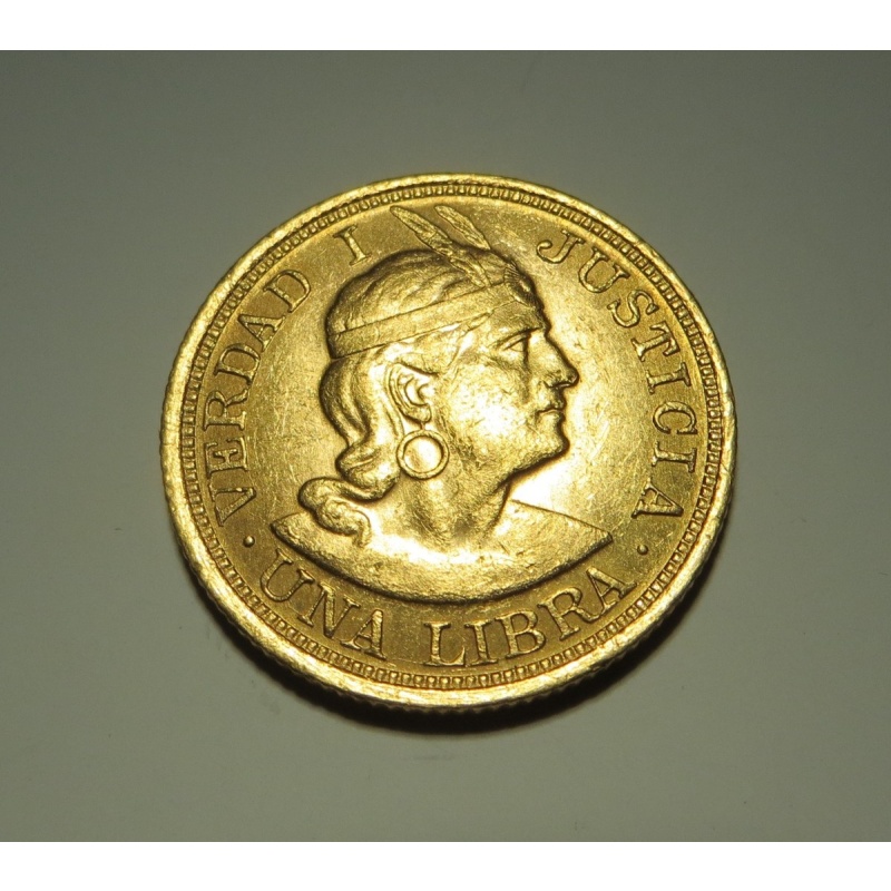 (1918) PERU: LIMA, AV gold Libra