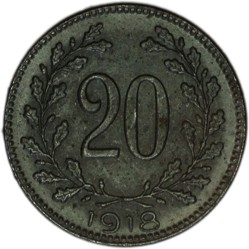 AUSTRIA coin 20 Heller 1918 UNC