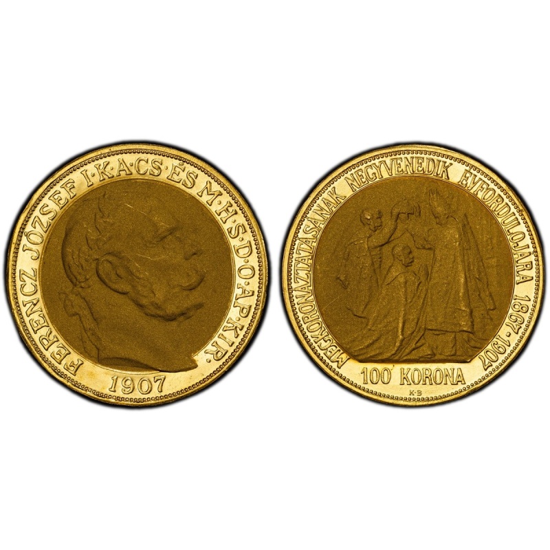 HUNGARY. Franz Joseph I 1907-KB AV 100 Korona. PCGS MS65 KM 490; Fruh-2193