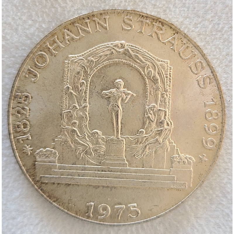 1975 Austria 100 schilling silver coin - Johann Strauss commemorative