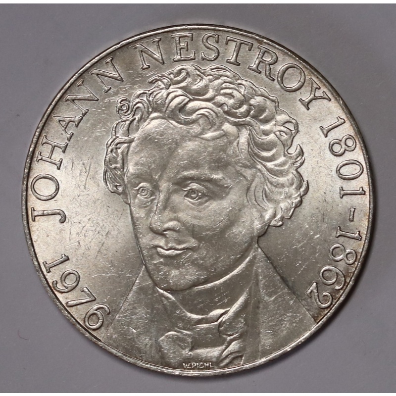 1976 Austria 100 Schilling, Johann Nestroy  Silver Coin KM#?2932 Unc
