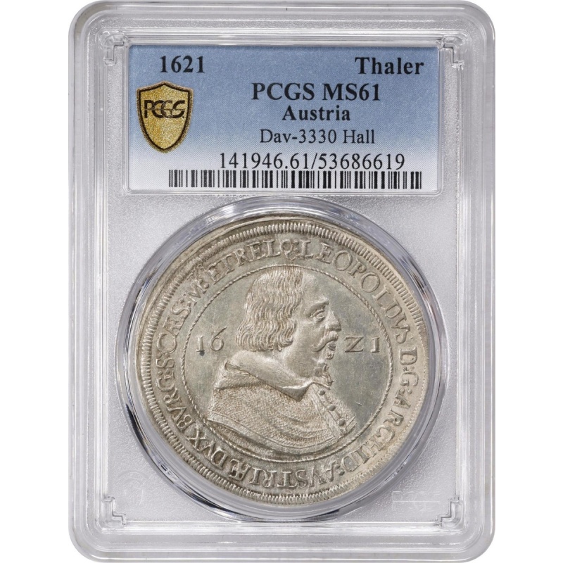 1621 Austria Hall Thaler Silver Taler PCGS MS61 - Flashy, Gorgeous Coin!