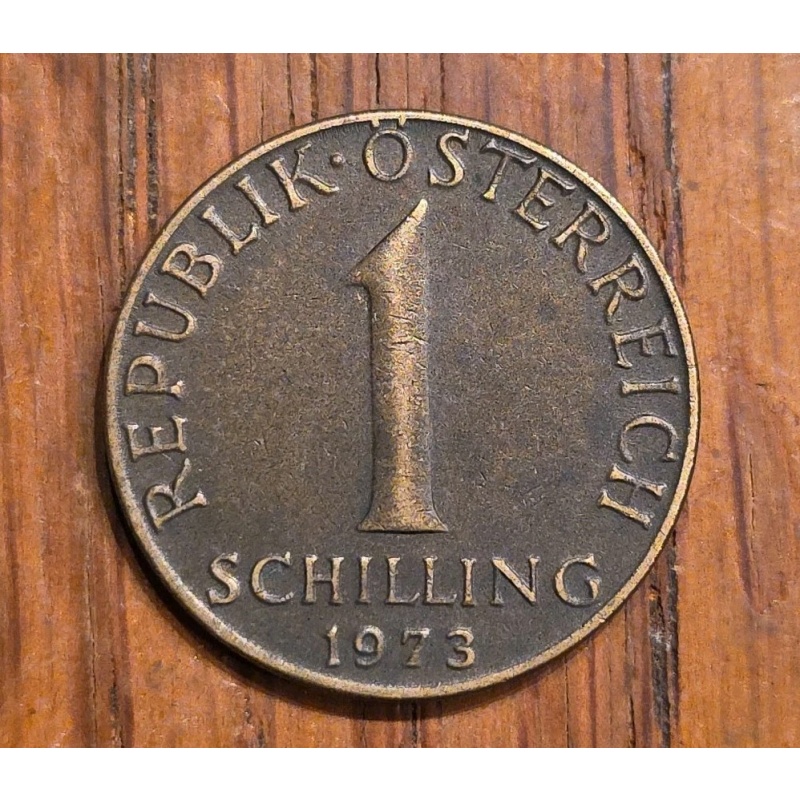1973 Austria 1 Schilling, Denomination, 3 Edelweiss Flowers Aluminum-Bronze