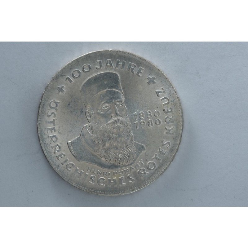 1980 Austria 500 Schilling Silver Coin Henri Dunant 100 Jahre Rotekreuz